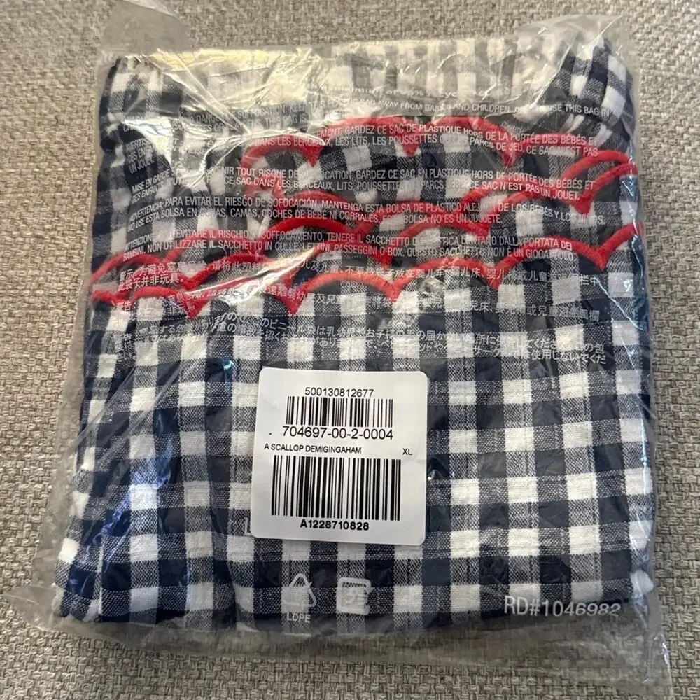 Old Navy Gingham Printed Double-Weave Scallop-Trim Shorts